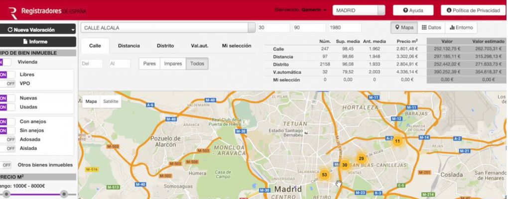 Oferta al 50% de la aplicación web del Colegio de Registradores de España que contiene metodología de valoración de bienes inmuebles