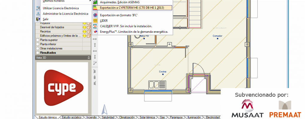 Curso: CYPECAD MEP. Estudio térmico, incendio, climatización, salubridad y certificación energética