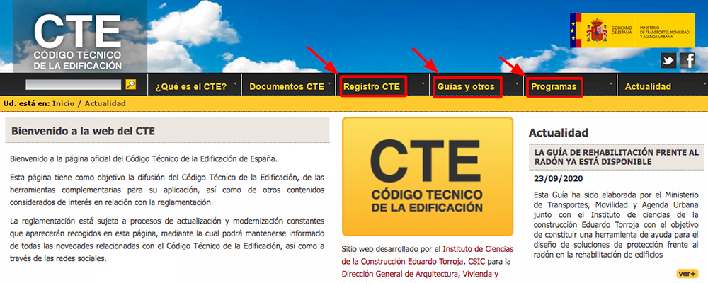 Nueva estructura de la web del CTE