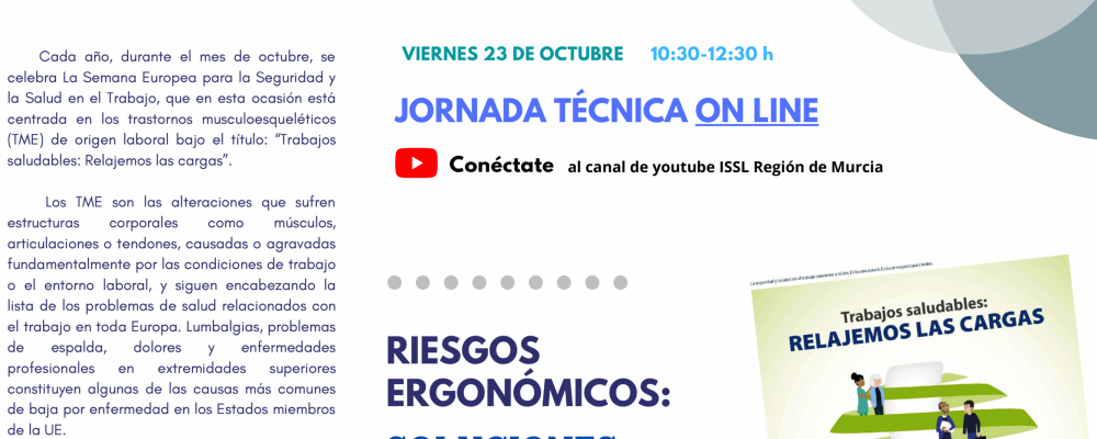 Jornada Técnica online: Riesgos Ergonómicos. Soluciones prácticas