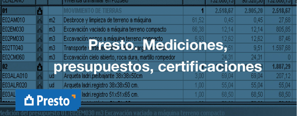 Presto. Mediciones, presupuestos, certificaciones y conexión BIM