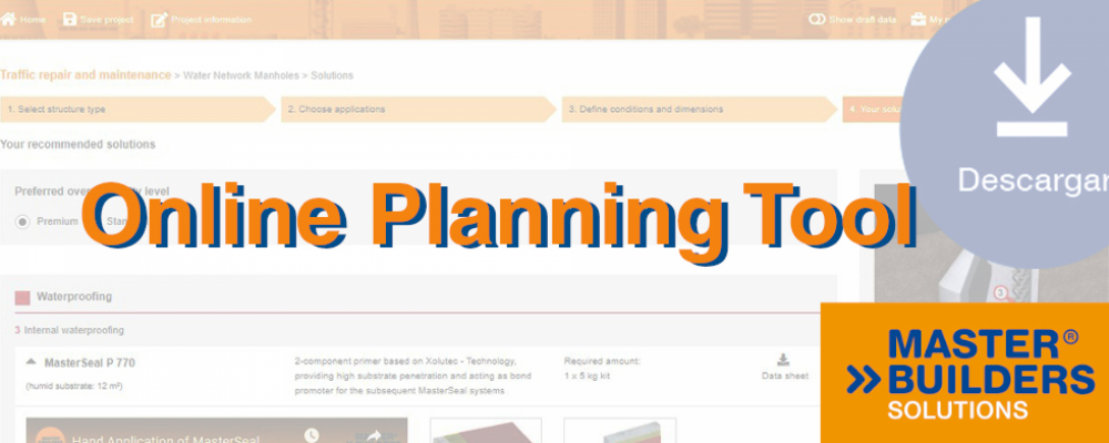 Herramienta de especificación digital Online Planning Tool de Master Builders Solutions 