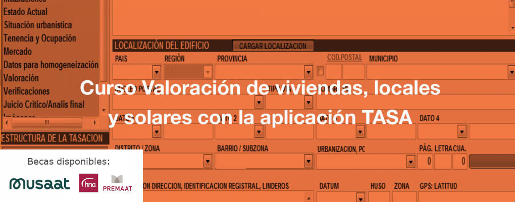 Curso valoración de viviendas, locales y solares con la aplicación TASA