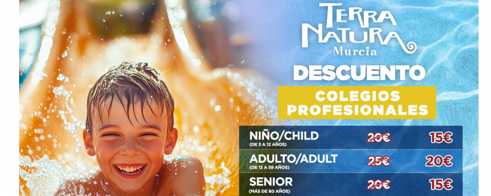 Promoción especial de verano para colegios profesionales con convenio en Terra Natura Murcia