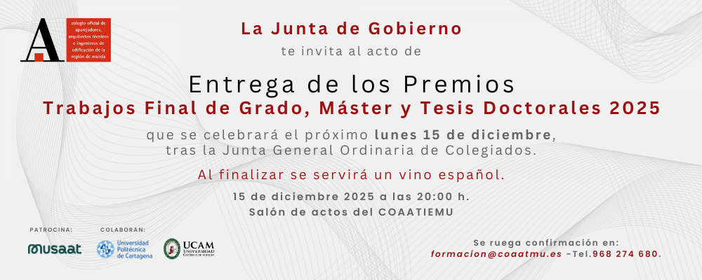 Invitación acto de entrega de los premios Trabajos Fin de Grado, Máster y Tesis doctorales 2025