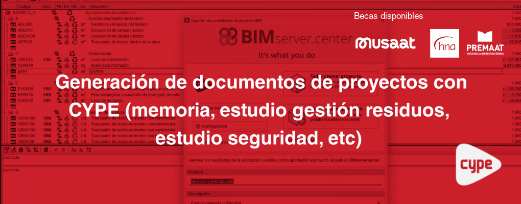 Generación de documentos de proyectos con CYPE (memoria, estudio gestión residuos, estudio seguridad, etc)