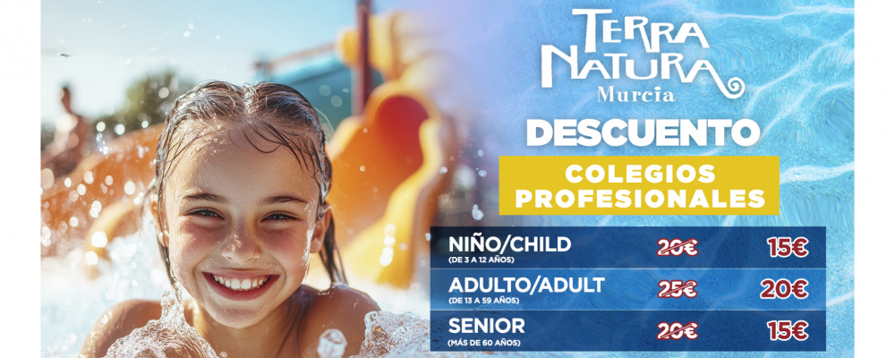Promoción especial de verano para colegios profesionales con convenio en Terra Natura Murcia