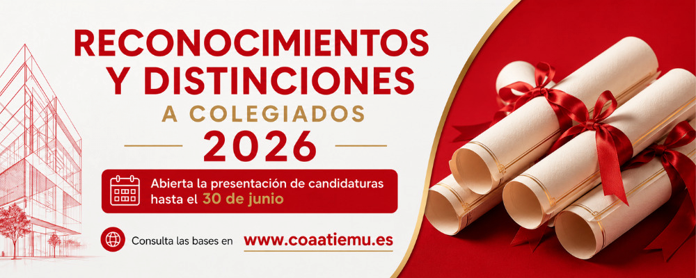 Convocatoria de Reconocimientos y Distinciones a colegiados/as COAATIEMU 2026
