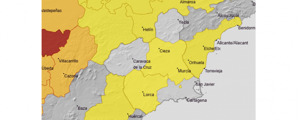 Alerta amarilla Vega del Segura. Hoy martes 23 de junio